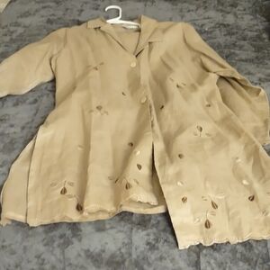 Tan 2 pc Skirt & Jacket with Decorative Embellishments